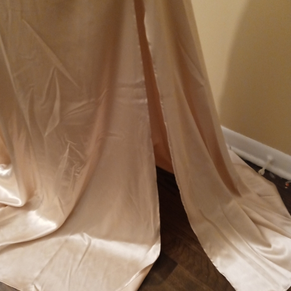 Champagne Spaghetti Strap Backless Maxidress With Side Split - Picture 2 of 7